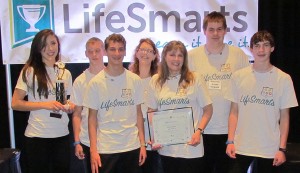 A 4-H team from Henrico County, known as WSIWYG, competed in the LifeSmarts National Championship from April 26 to 29 in Orlando, Fla., after winning the Virginia State LifeSmarts Championship on March 7 in Henrico. Pictured left to right are WSIWYG team members Emma Shepard, Curtis Cantwell and Joshua Hyde, assistant coach Kathleen Cantwell, coach Karie Dawkins, and team members Steven Baker and George Evans.