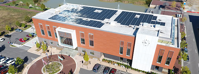 Library building with rooftop solar