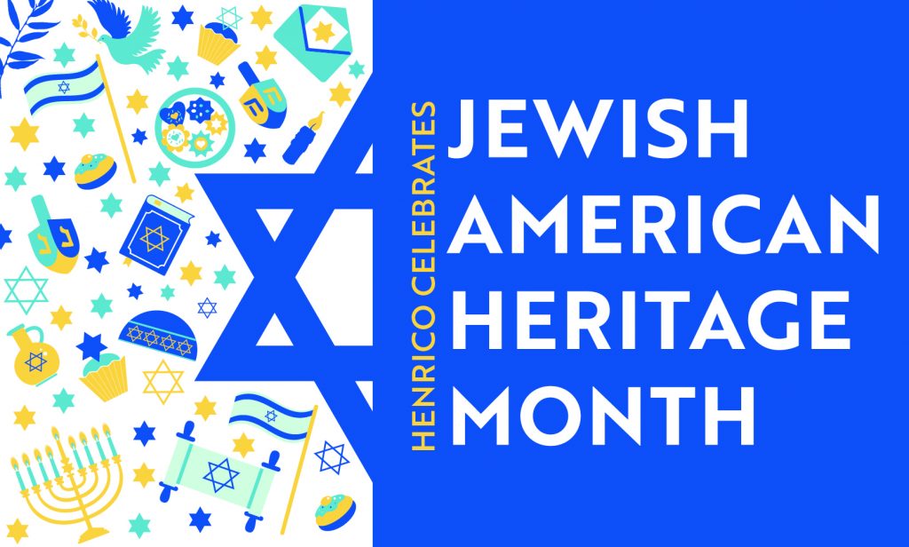 Jewish American cultural symbols blue background