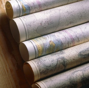 Five maps rolled up --- Image by © Thomas Rubbert/Corbis