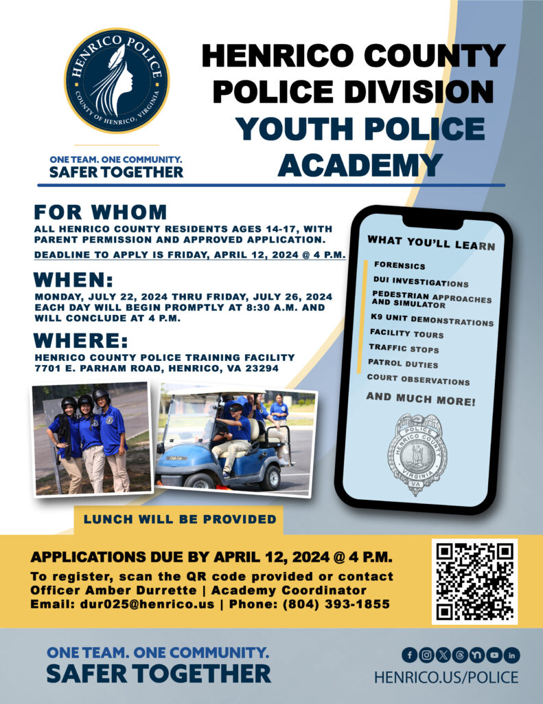 2024 Youth Police Academy Information flyer