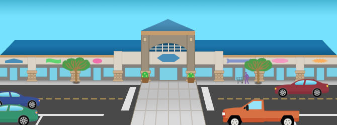 Graphic of shopping center