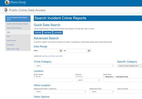 snapshot of public crime data access system