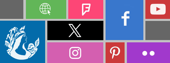 social media icons in a collage