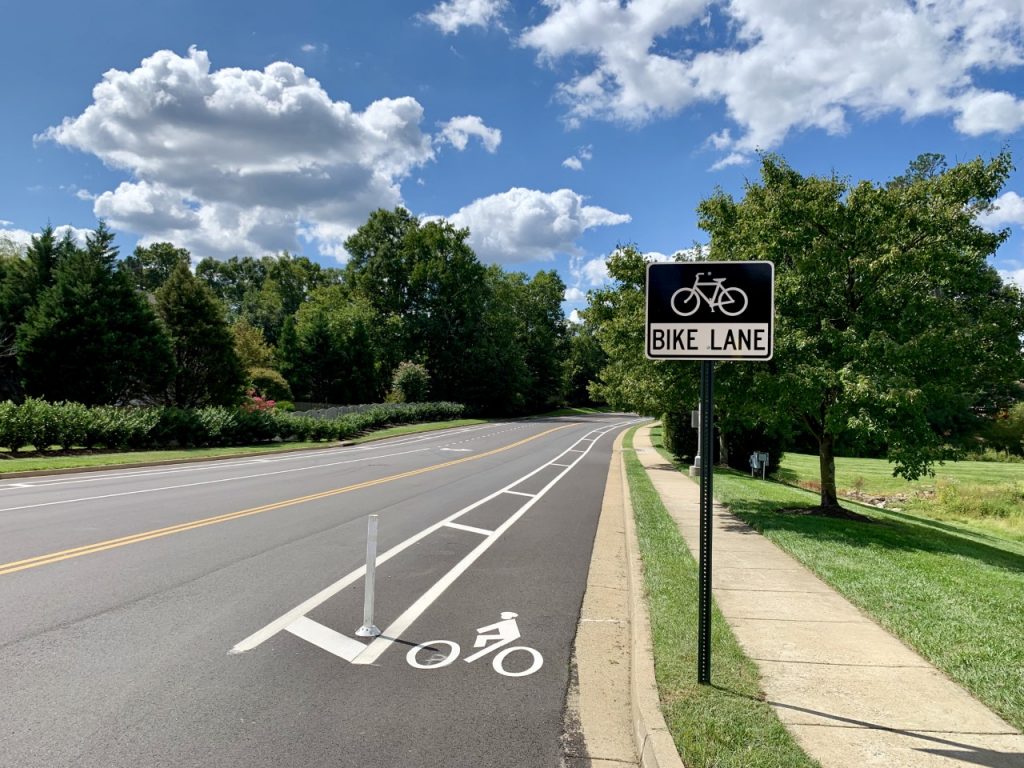 Photo of bicycle lane with sign