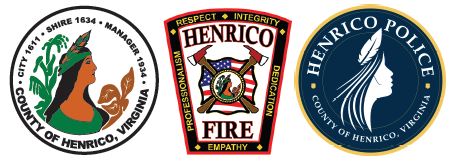 Brand logos for Henrico County General Government, Henrico Fire and Henrico Police.